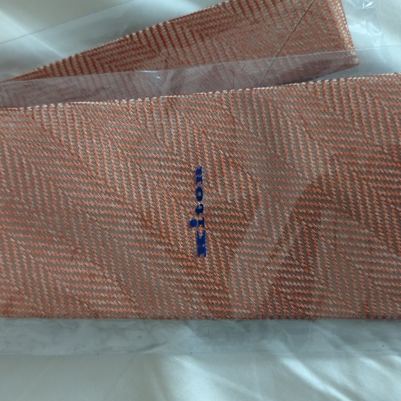 Kiton 7 Fold Orange Herringbone Tie - Picture 4 of 4